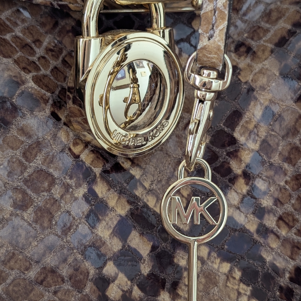 Michael Kors Hamilton Snake Print Satchel Bag - Picture 12 of 16